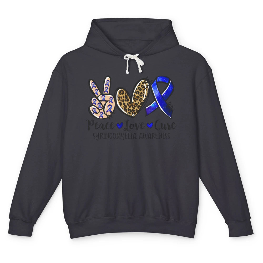 Syringomyelia Awareness Blue Ribbon Peace Love Cure Unisex Lightweight Hoodie