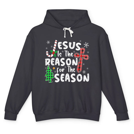 Merry Christmas Jesus The Reason For Season Xmas Cross Candy Unisex Lightweight Hoodie