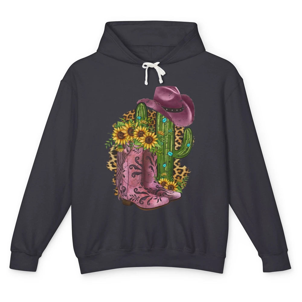 Retro Cowboy Boots & Hat Sunflower Let's Go Girls Cowgirls Unisex Lightweight Hoodie