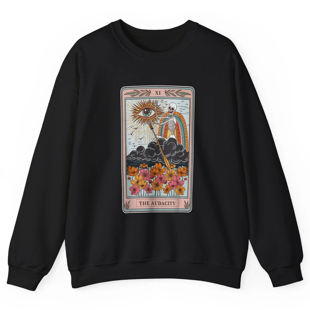 Tarot Card The Audacity Skeleton Mystical Eye Aesthetic Goth Unisex Crewneck Sweatshirt