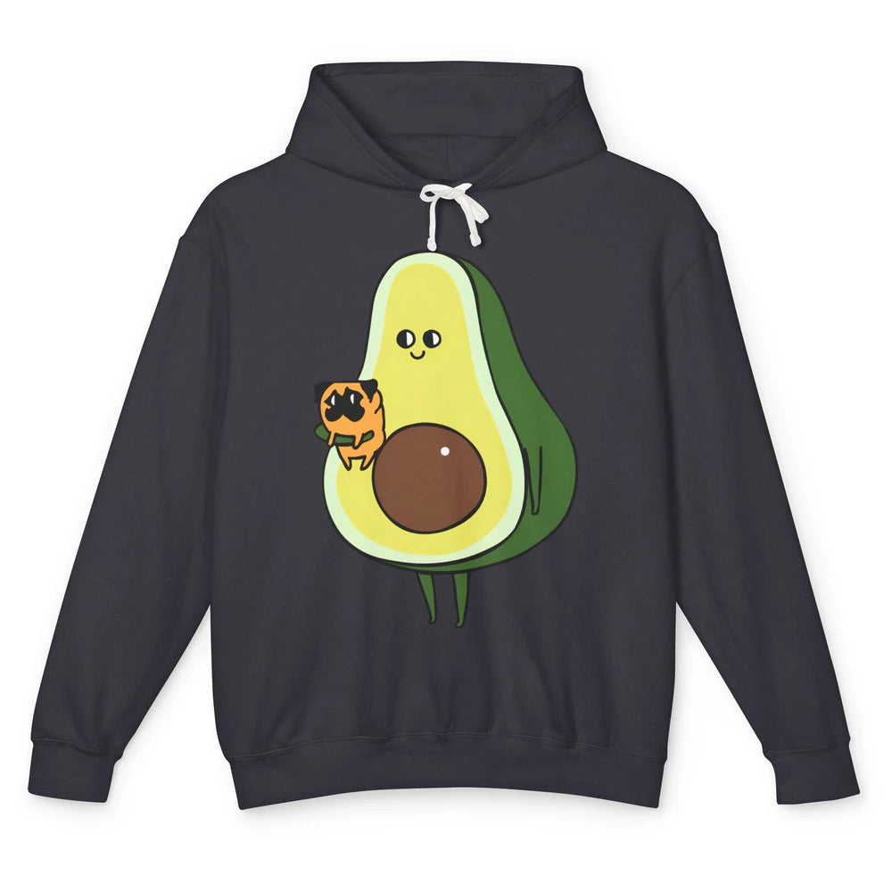 Avocado With Pug Funny Avocado Vegan Pug Lovers Gift Unisex Lightweight Hoodie