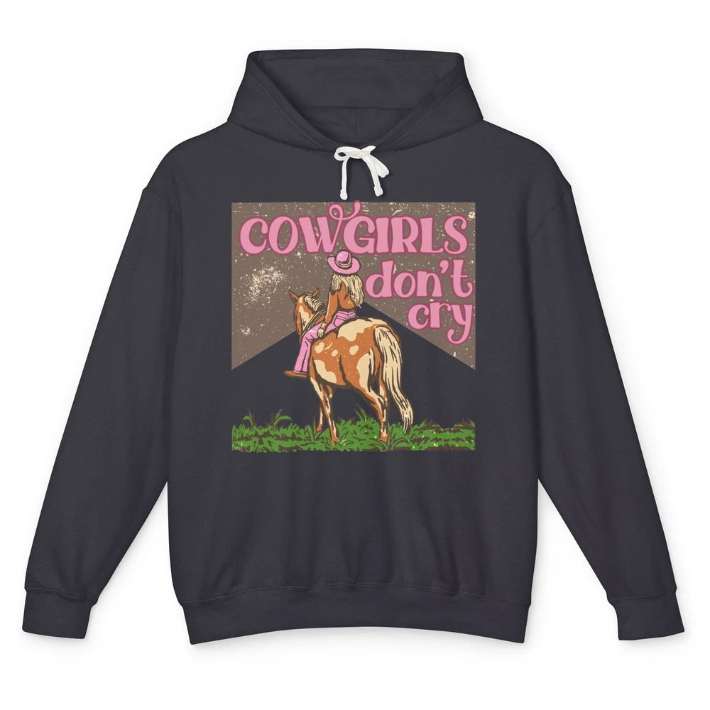 Retro Cowgirls Don't Cry Pink Horseback Rider Western Cowboy Unisex Lightweight Hoodie