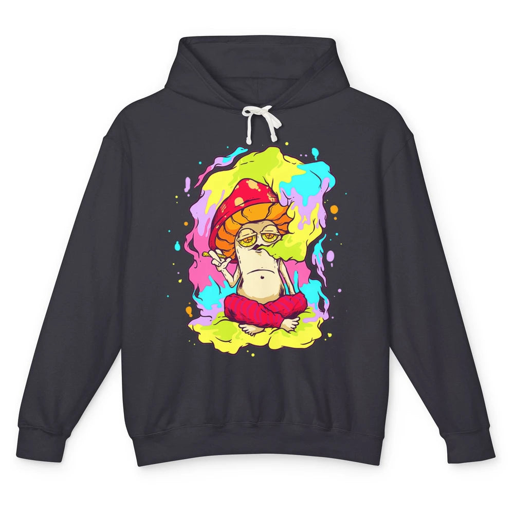 Stay Trippy Little Hippie Mushroom Cigarette Plant Retro 70s Unisex Lightweight Hoodie