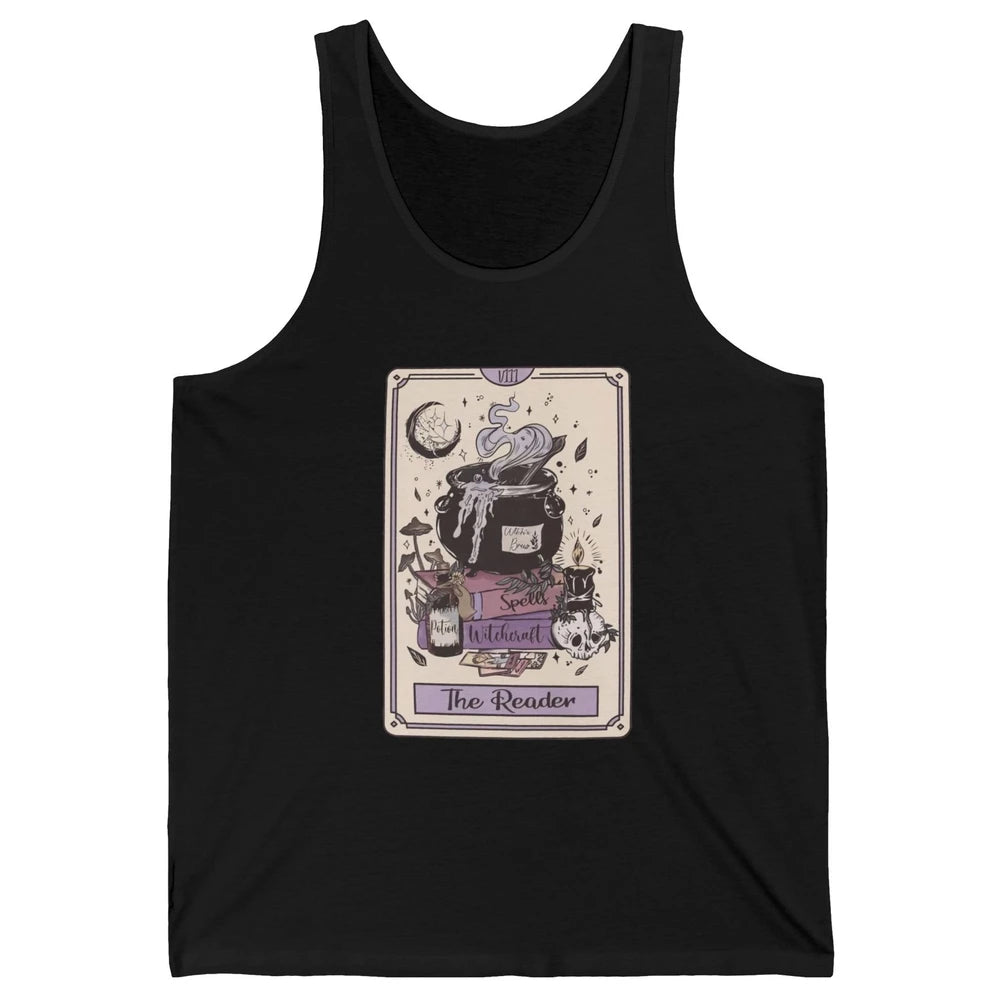 Retro Skull Books The Reader Tarot Card Witchcraft Halloween Unisex Jersey Tank