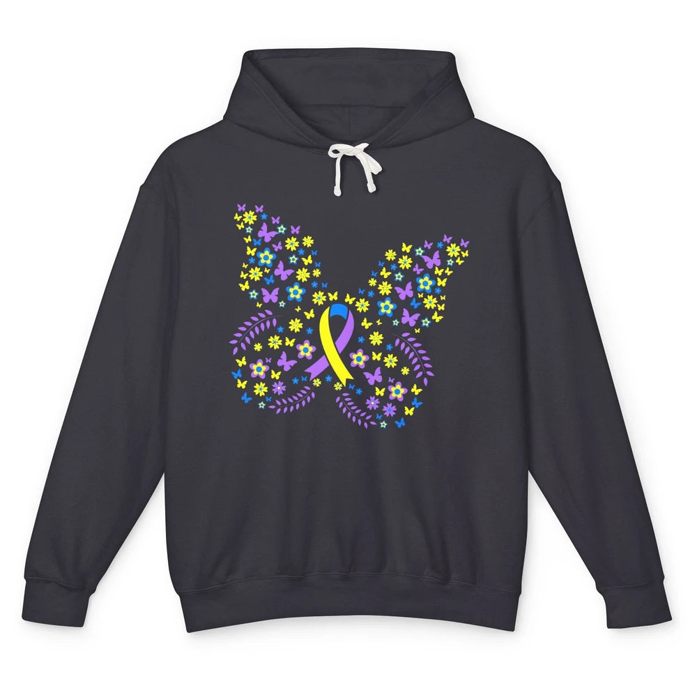 Cute Butterfly Bladder Cancer Awareness Warrior Ribbon Fight Unisex Lightweight Hoodie