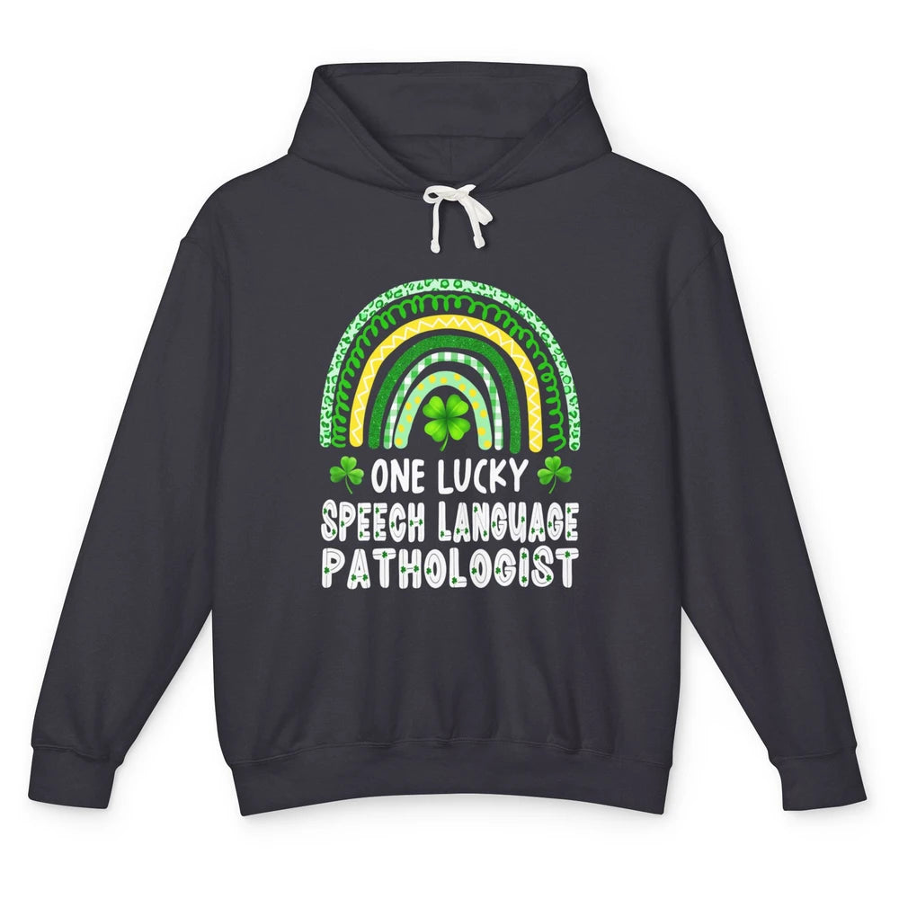 Lucky Speech Language Pathologist SLP Rainbow St Patrick Day Unisex Lightweight Hoodie