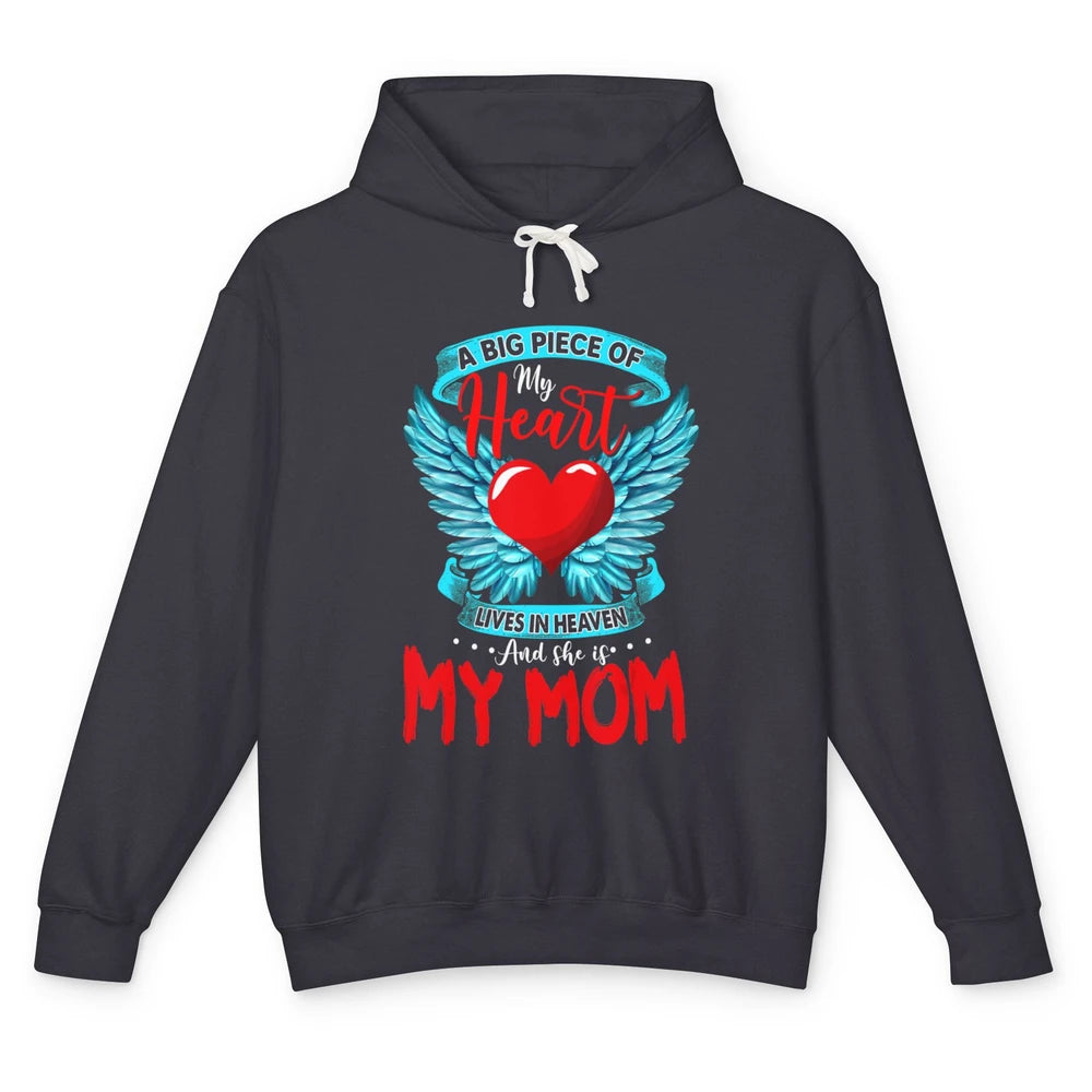 A Big Piece Of My Heart Mom In Heaven Angel Wings Guardian Unisex Lightweight Hoodie