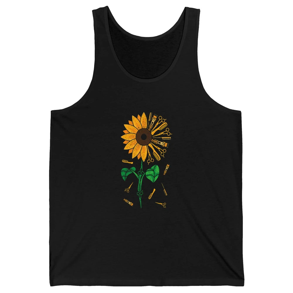 Barber Tool Sunflower Style Hairstylist Hairdresser Vintage Unisex Jersey Tank