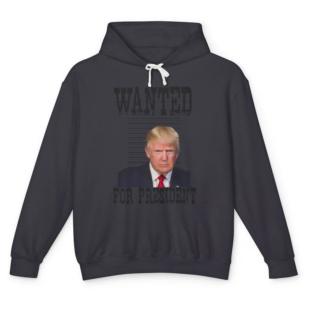 Wanted For President Support Trump 2024 Back Anti Biden Unisex Lightweight Hoodie