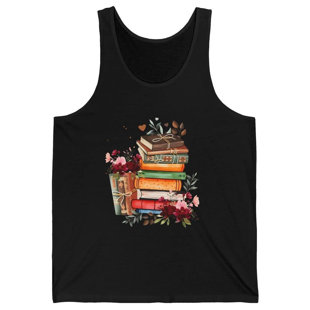 Books Floral Librarian Book Wildflower Bookworm Book Lovers Unisex Jersey Tank