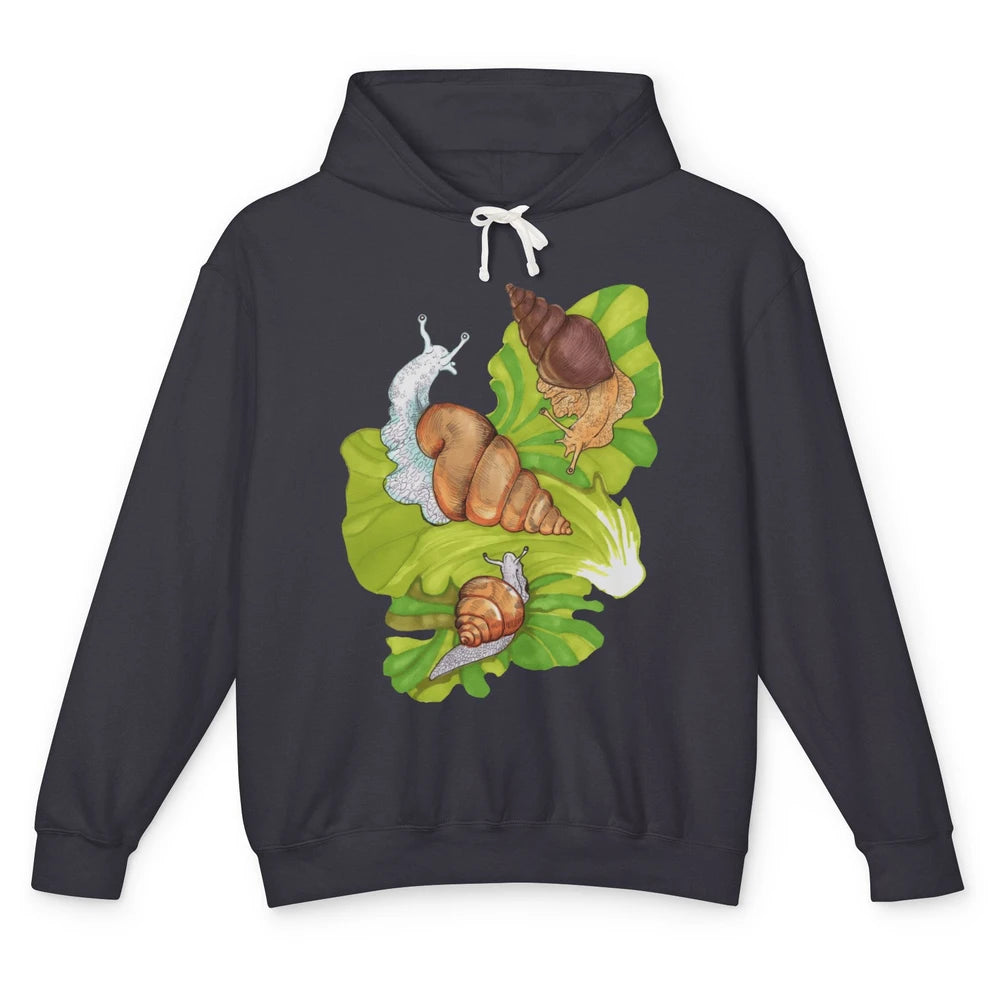 Cool Snail Shell Happy Snails On Leaf Life Watercolor Animal Unisex Lightweight Hoodie