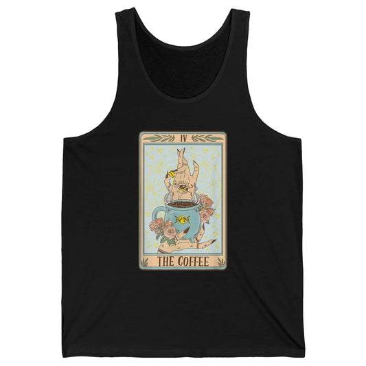 The Coffee Witch Eye Latte Tarot Card Mystical Halloween Unisex Jersey Tank