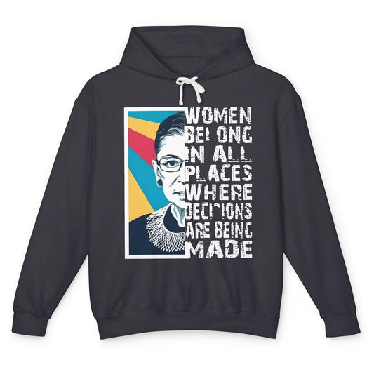 Women Rights Ruth Bader Ginsburg Feminism Support Girl Power Unisex Lightweight Hoodie