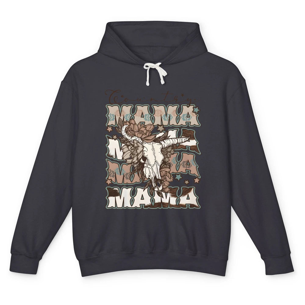 Floral Boho Bull Skull Country Mama Desert Spirit Western Unisex Lightweight Hoodie