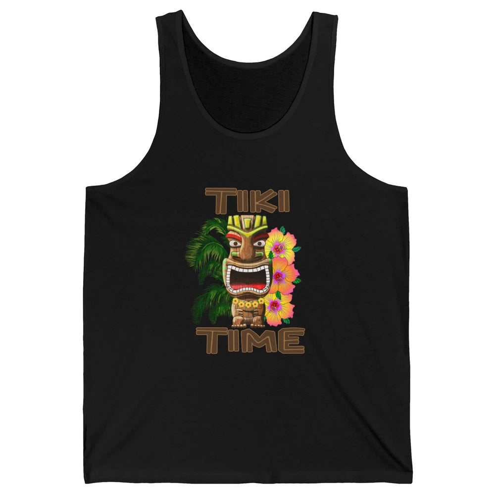 Aloha Flower Luau Tiki Time Hawaii Palm Tree Paradise Beach Unisex Jersey Tank