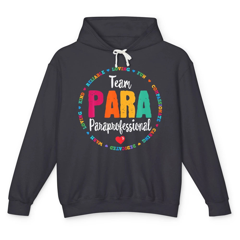 Team Paraprofessional Para Teacher Assistant Education Heart Unisex Lightweight Hoodie