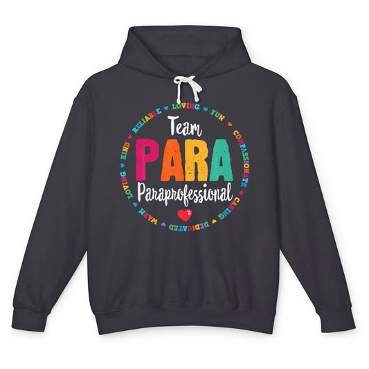 Team Paraprofessional Para Teacher Assistant Education Heart Unisex Lightweight Hoodie