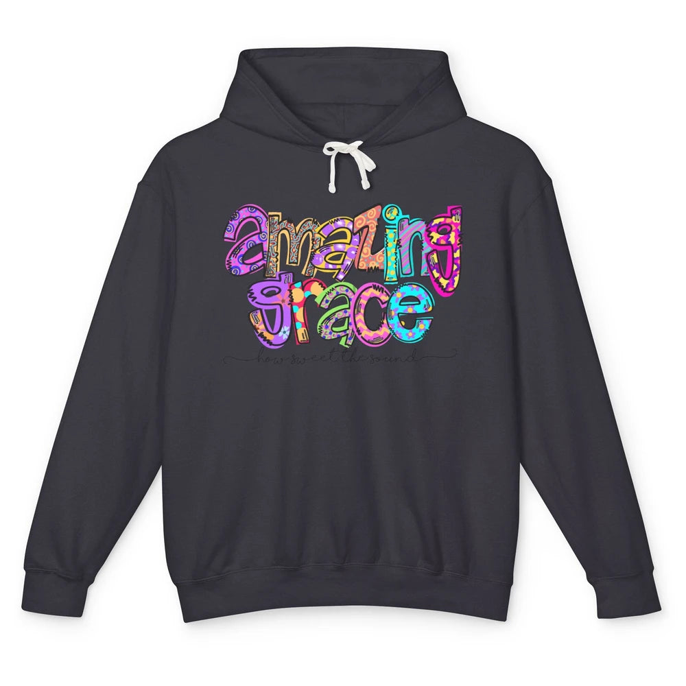 Leopard Amazing Grace How Sweet The Sound Christian Western Unisex Lightweight Hoodie