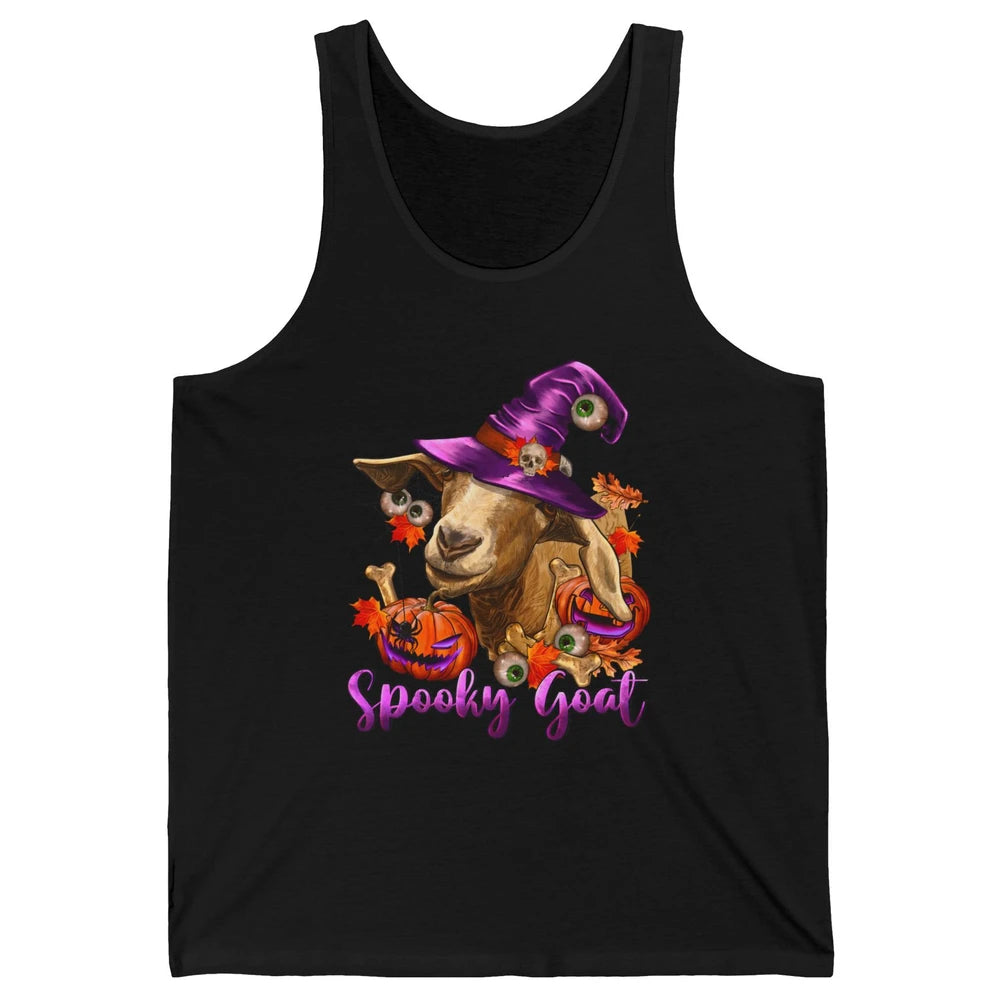 Funny Goat Witch Pumpkin Fall Leaves Halloween Goat Mom Unisex Jersey Tank