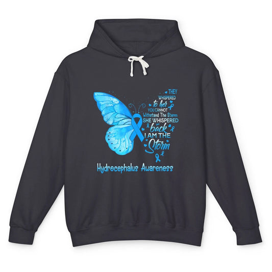 The Storm Butterfly Blue Warrior Hydrocephalus Cancer Month Unisex Lightweight Hoodie