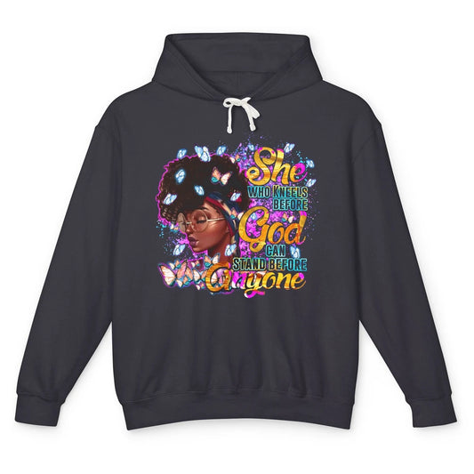 Black Girl She Who Kneels Before God Christian Afro Women Unisex Lightweight Hoodie