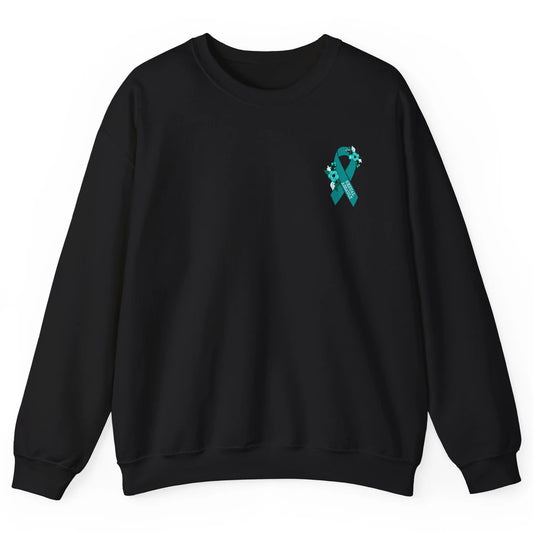 Sexual Assault Awareness Floral Teal Ribbon Awareness Gift Unisex Crewneck Sweatshirt