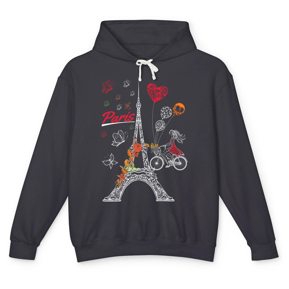 Love Paris France Souvenir Eiffel Tower Minimalist Aesthetic Unisex Lightweight Hoodie