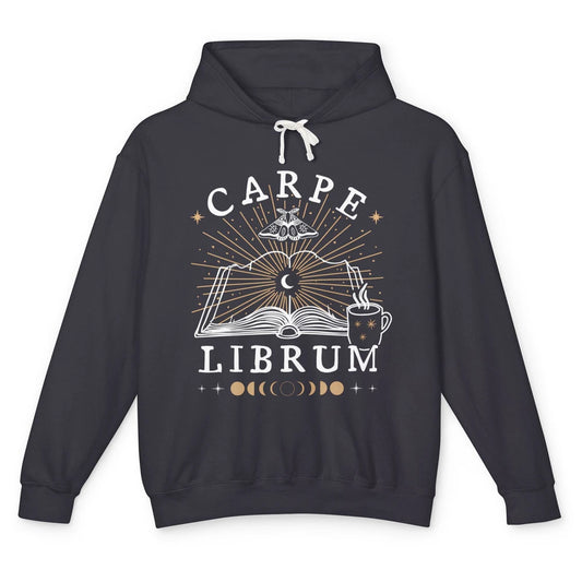 Carpe Librum Dark Academia Aesthetic Moth Book Witchy Gothic Unisex Lightweight Hoodie