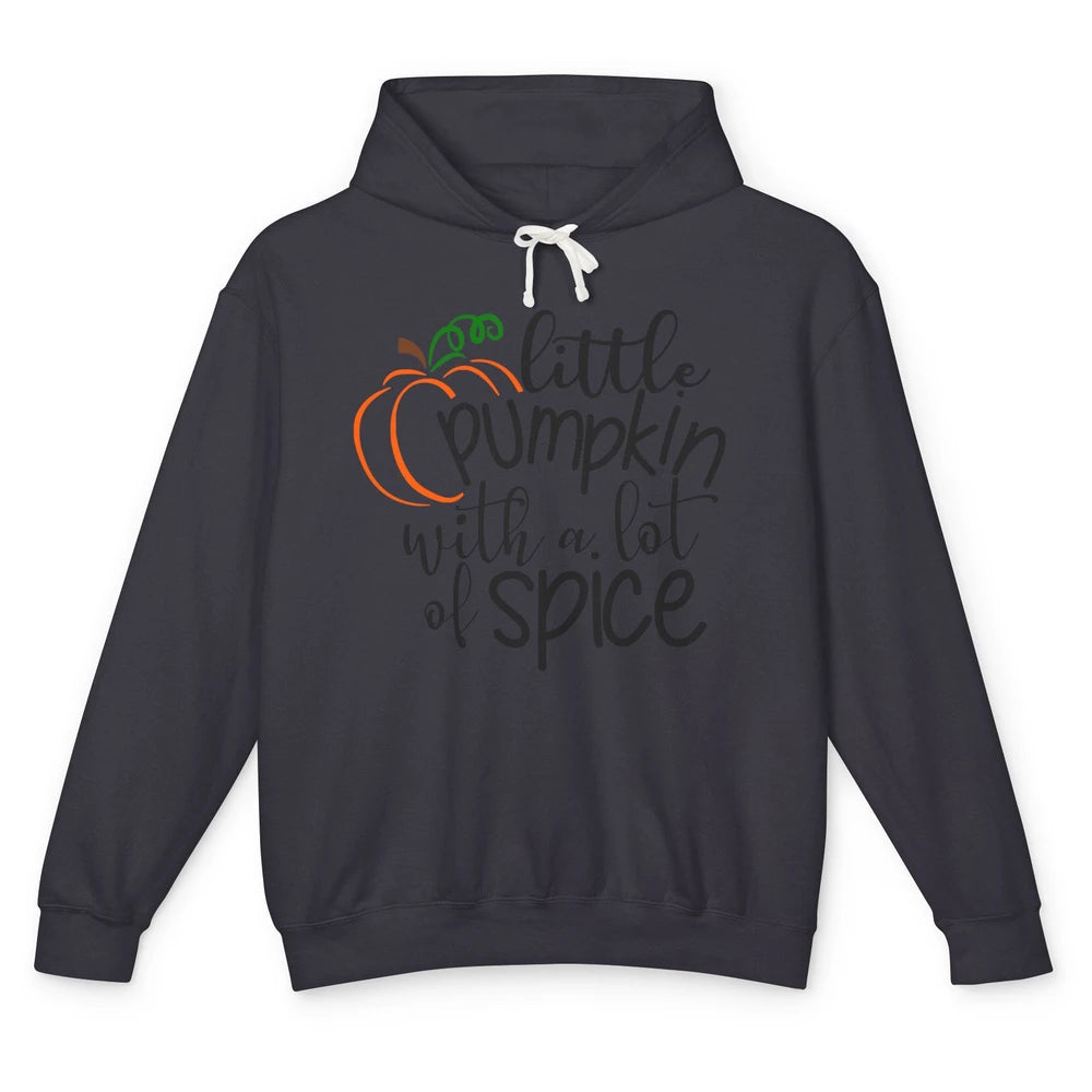 Little Pumpkin With Lots Of Spice Kids Thanksgiving Autumn Unisex Lightweight Hoodie