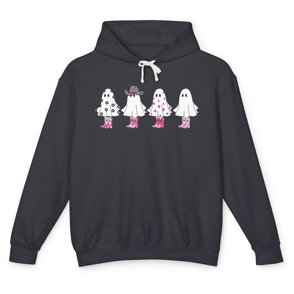 Cute Pink Cowboy Ghost Spooky Boo Daisy Western Halloween Unisex Lightweight Hoodie