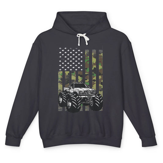 Truck Camo Flag Mud Ride Retro UTV SXS Racer Four Wheeler Unisex Lightweight Hoodie