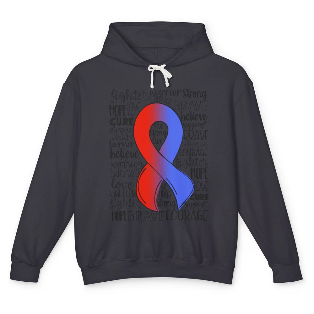 Hypoplastic Left Heart Syndrome Red Blue Ribbon Hope Love Unisex Lightweight Hoodie