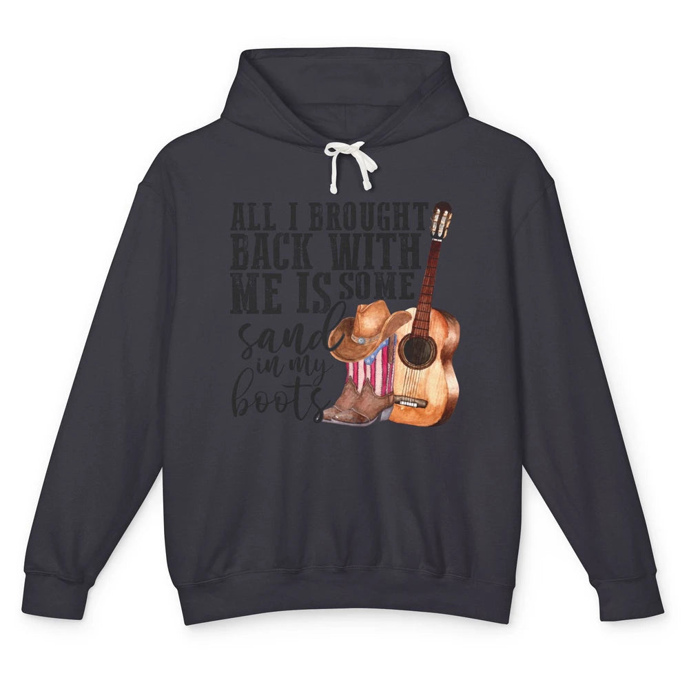 Retro Sand In My Boots Western Cowgirl Cowboy Boots Guitar Unisex Lightweight Hoodie