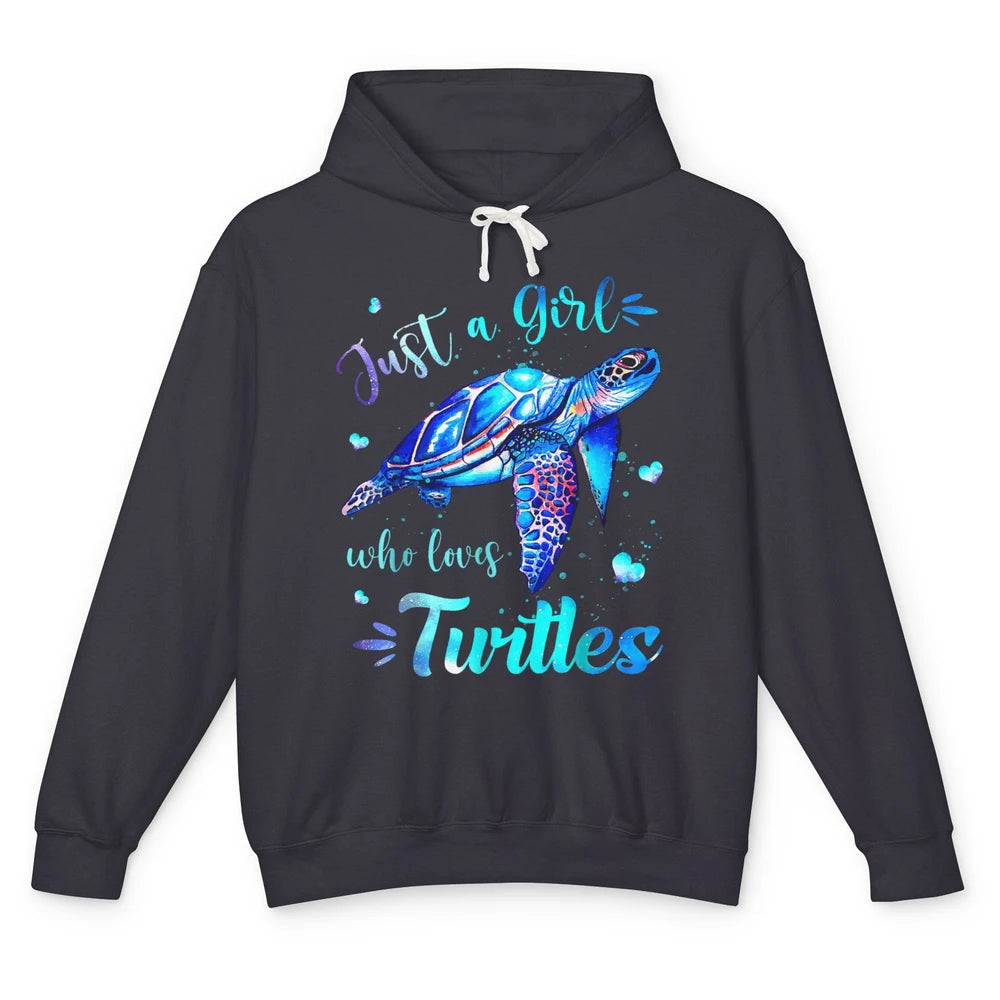 Just Girl Loves Turtles Watercolor Sea Ocean Animal Mammals Unisex Lightweight Hoodie