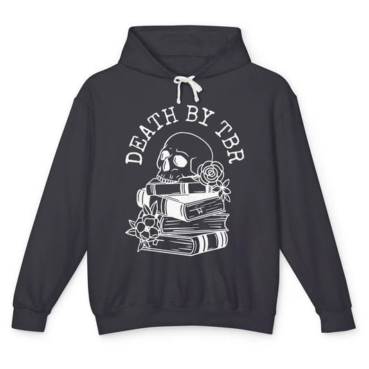 Retro Skull Books Death By TBR Book Reading Lovers Librarian Unisex Lightweight Hoodie