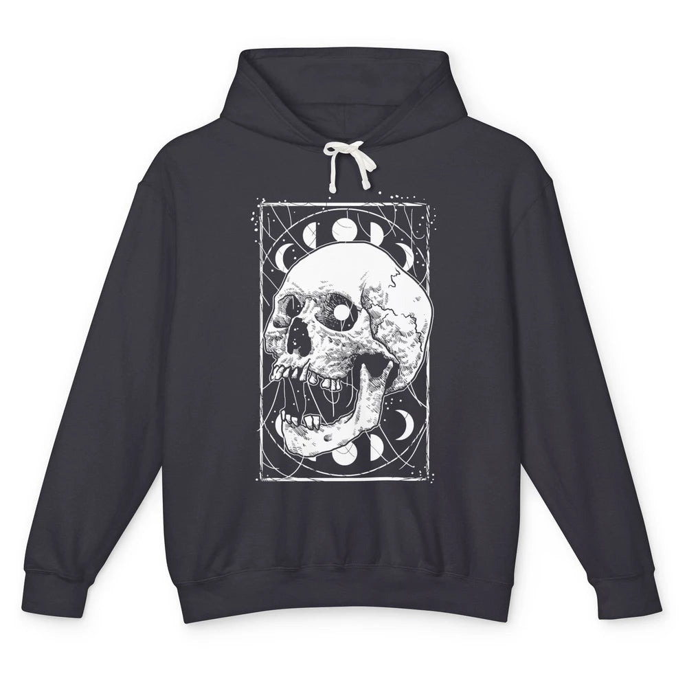 Gothic Skull Moon Phases Cool Tarot Card Skeleton Halloween Unisex Lightweight Hoodie