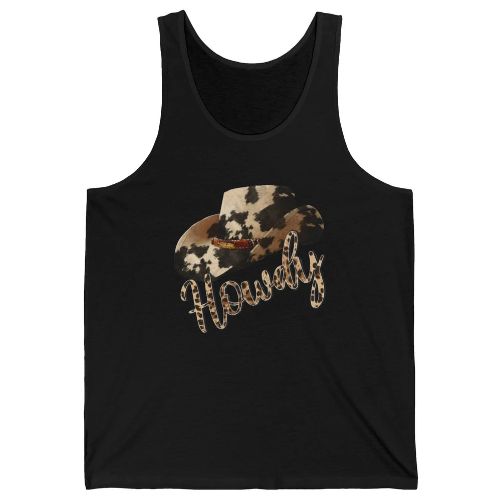 Vintage Leopard Cowboy Hat Howdy Western Country Cowgirls Unisex Jersey Tank