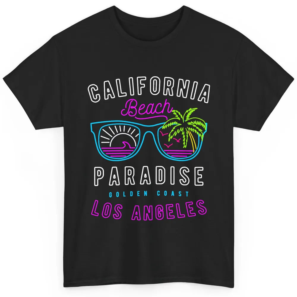 California Beach Paradise Los Angeles Golden Coast Neon 80s Classic Unisex T-Shirt