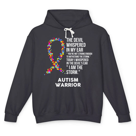 Autism Awareness Support Ribbon The Devil Whispered In Ear Unisex Lightweight Hoodie