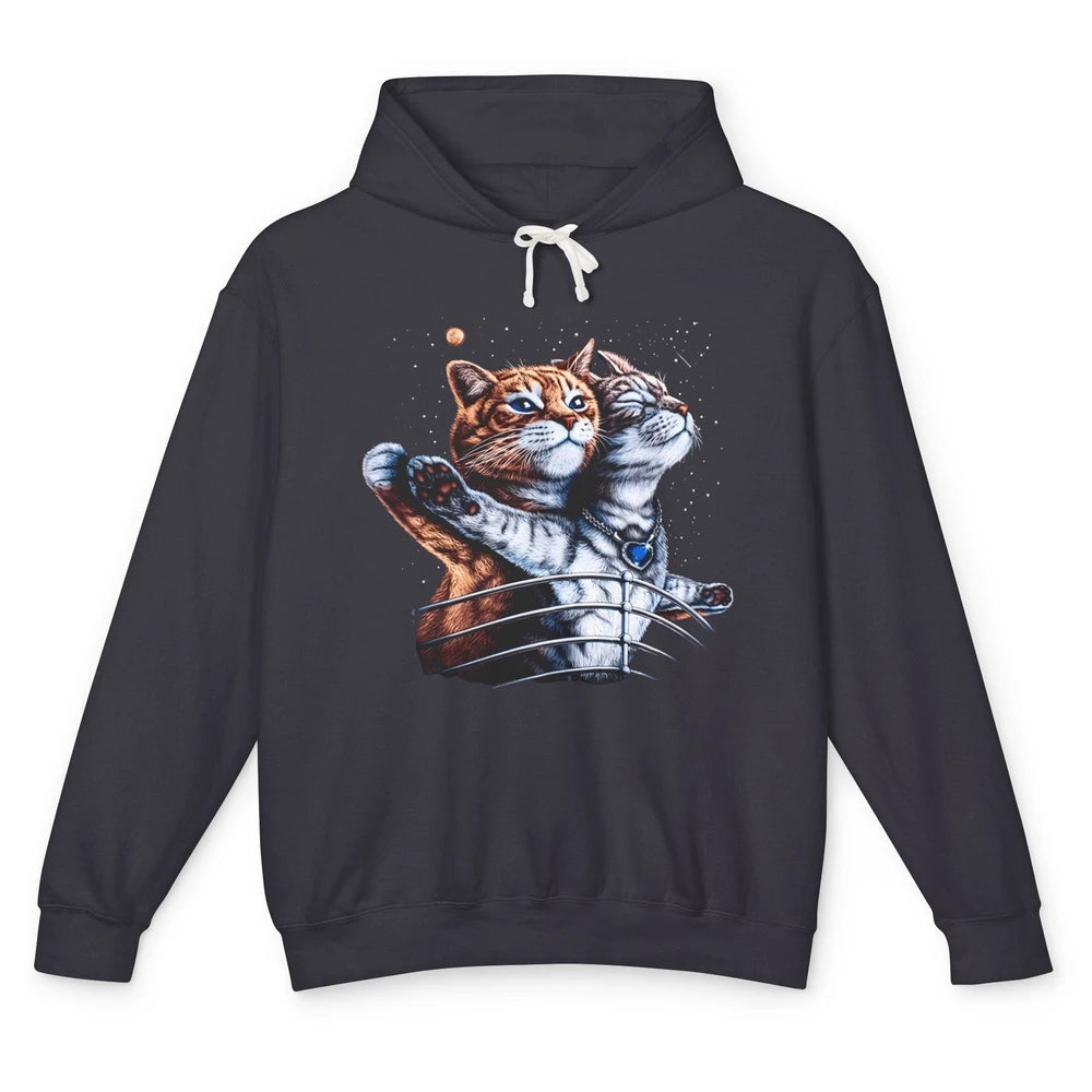 Funny Romantic Cat Couple Parody Sarcastic Cat Mom Cat Dad Unisex Lightweight Hoodie