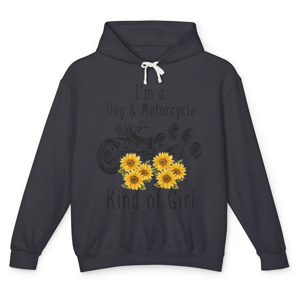 Retro Sunflower Motorbike I'm Dog Motorcycle Kinda Girl Gift Unisex Lightweight Hoodie