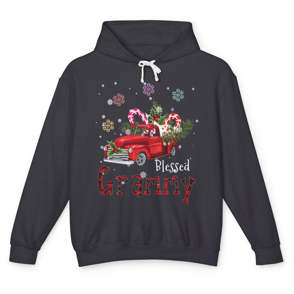 Merry Christmas Blessed Grammy Red Truck Xmas Grandma Retro Unisex Lightweight Hoodie