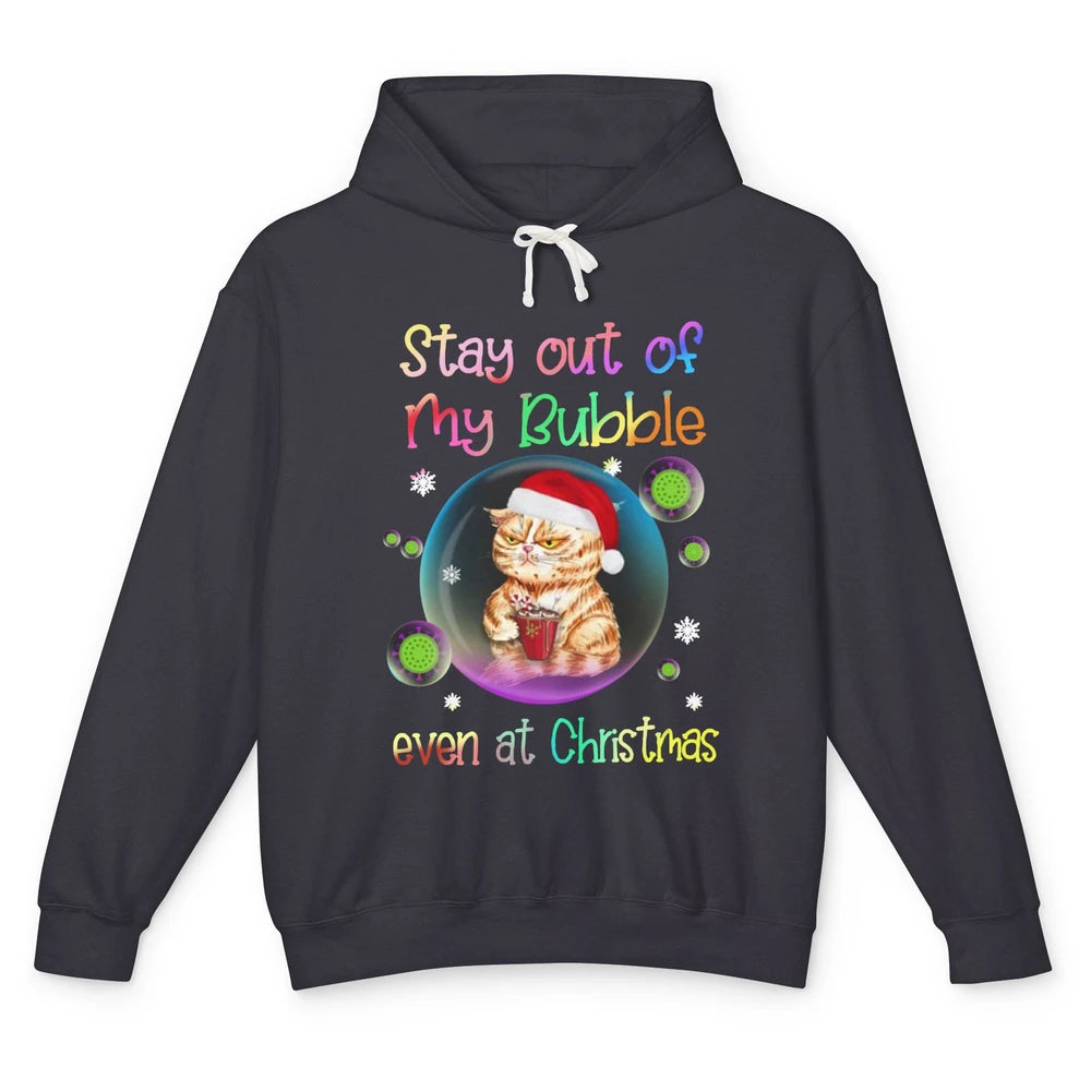 Funny Santa Cat Stay Out Of My Bubble Even At Christmas Unisex Lightweight Hoodie