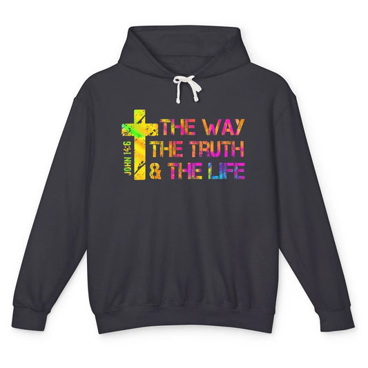 Way Truth Life Bible Verse Cross Christian Jesus God Faith Unisex Lightweight Hoodie