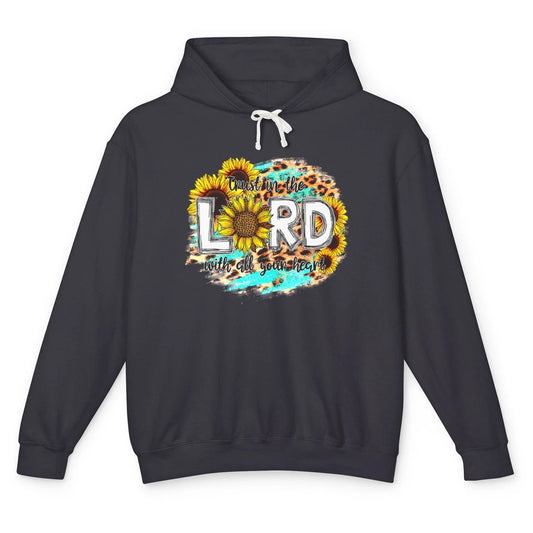 Trust In Lord Leopard Sunflower God Christian Jesus Christ Unisex Lightweight Hoodie