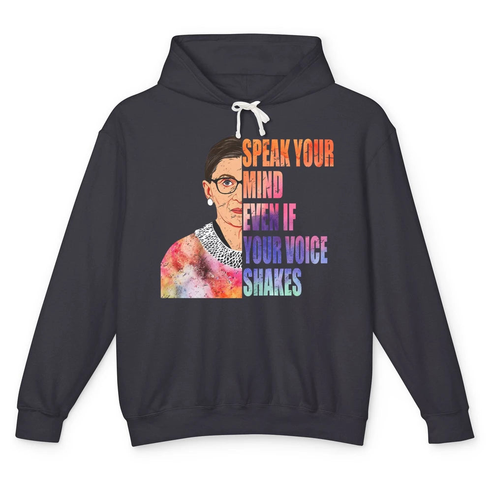 Retro Notorious RBG Speak Your Mind Even If Your Voice Shake Unisex Lightweight Hoodie