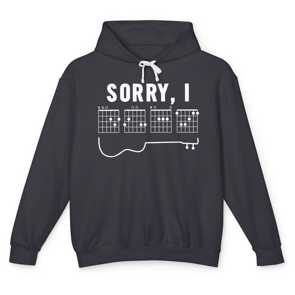 Guitarist Sorry I-DGAF Funny Hidden Message Guitar Chords Unisex Lightweight Hoodie