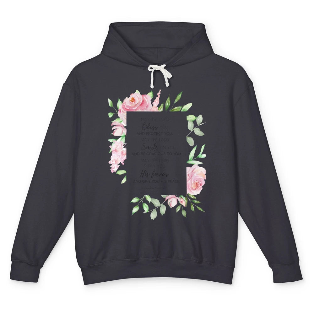 Floral Christian Belief May The Lord Bless You Bible Verse Unisex Lightweight Hoodie