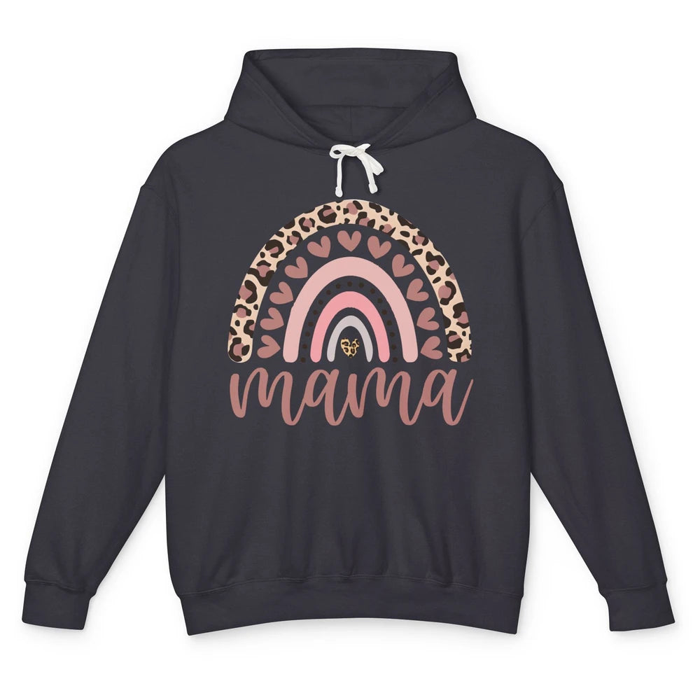 Mama Leopard Rainbow Cheetah Love Mini Mothers Valentine Day Unisex Lightweight Hoodie