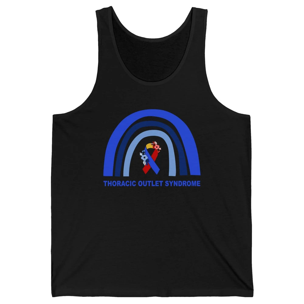 Thoracic Outlet Syndrome Awareness Floral Blue Red Ribbon Unisex Jersey Tank